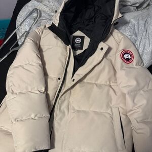 Canada Goose Black and Cream Puffer Jacket